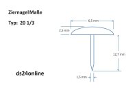 Ziernägel 20 1/3 Ø 6,5mm vermessingt 250...