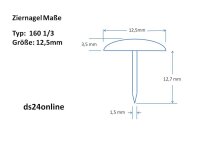 Ziernägel 160 1/3  Ø12,5mm vernickelt 250 Stück