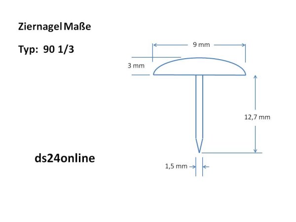 Ziernägel 90 1/3 Ø 9mm verkupfert 250 Stück